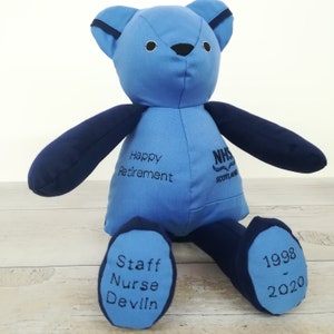 Memory bear made with loved ones clothing.