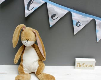 Blue Cloud Bunting - Personalised Bunting for Baby Boy Nursery Decor / Cloud Nursery Decor / Cloud Decor