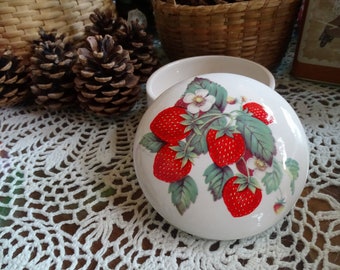 Strawberries!  on a 4 Inch Ceramic Notions/ Button /Jewelry/Paperclip Box