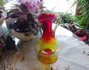 Vintage Amberina Orange & Amber Large Vintage Vase