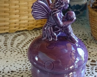 Little Purple Fairy with her Gazing Ball atop a Magic Mushroom! On a Cute Little Trinket Box