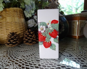 Strawberries Uniquely Square Ceramic Vase