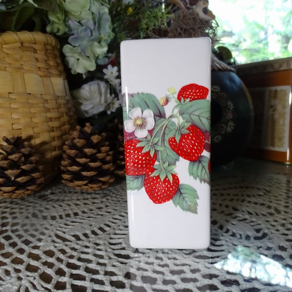 Strawberries Uniquely Square Ceramic Vase