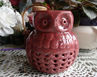 Wild Raspberry Shimmer Owlet! Ceramic Tea Light 0il Warmer