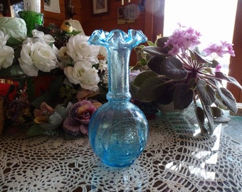 Beautiful Sea Blue Vintage Maltese Glass Vase