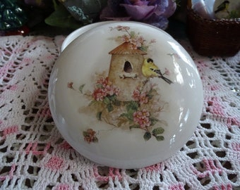 Goldfinch Nesting! on a 5 Inch Ceramic Button /Jewelry/Paperclip Box