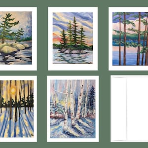 Nature Blank Art Cards | 5 Variety Pack  | Original Designs | Prints of Hand-Painted Work | Muskoka Art