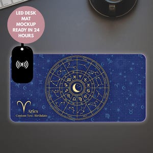 Astrological Sign LED Gaming MousePad with Wireless Charging, Perfect Gift for Gamers, Zodiac Decor