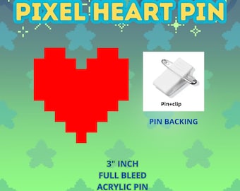 Pixel Heart 3" Acrylic Pin
