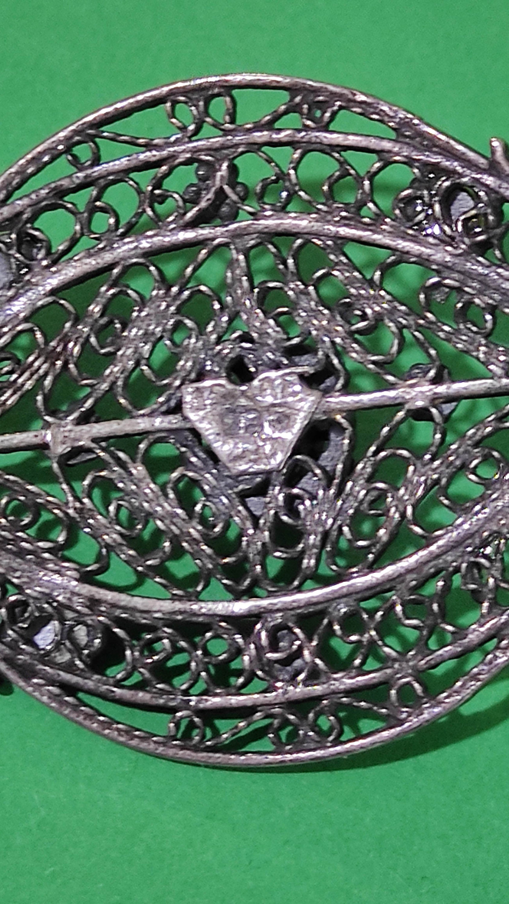 Antique Silver Judaica Bezalel Pin Brooch Israel Original Gem Jerusalem ...