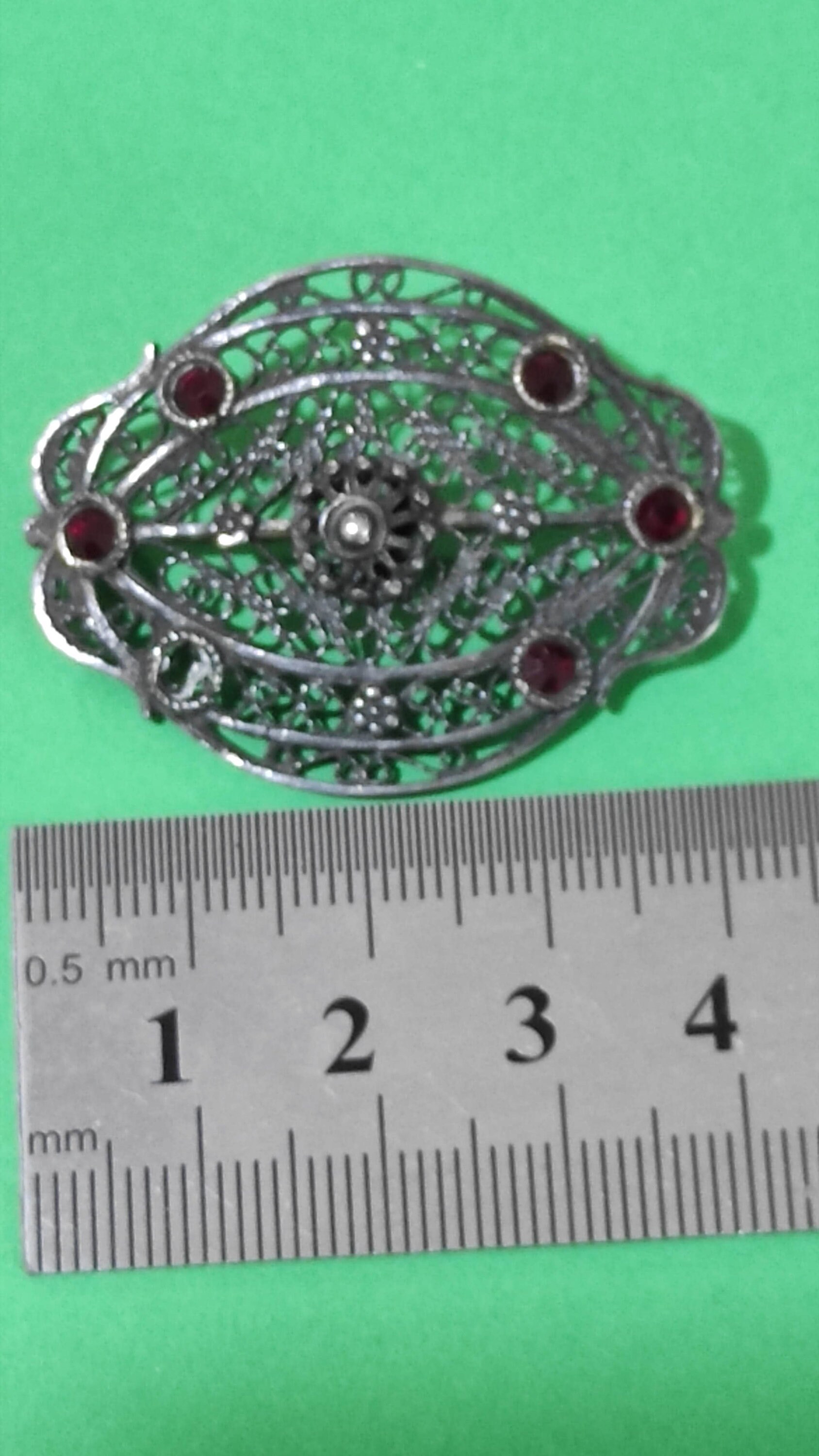 Antique Silver Judaica Bezalel Pin Brooch Israel Original Gem Jerusalem ...