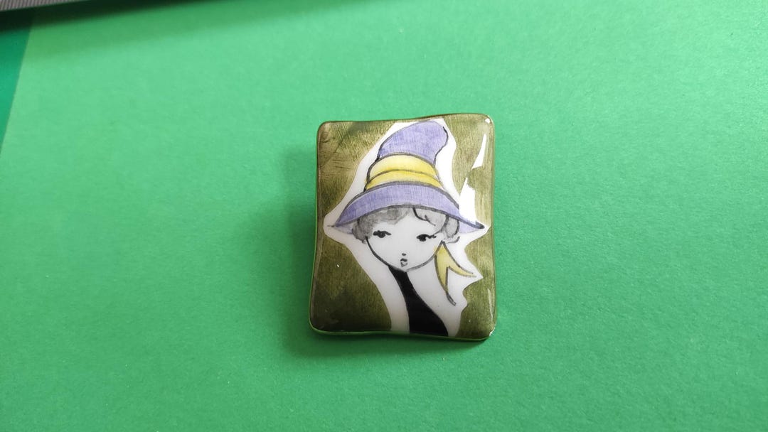 Vintage Original Antique Ceramic Pin Handmade Brooch (007) - Etsy