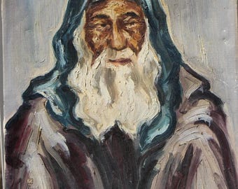 Antique Judaica Israel Rabi Original Oil Painting on canvas signed David Gilboa דוד גלבוע modern contemporary art