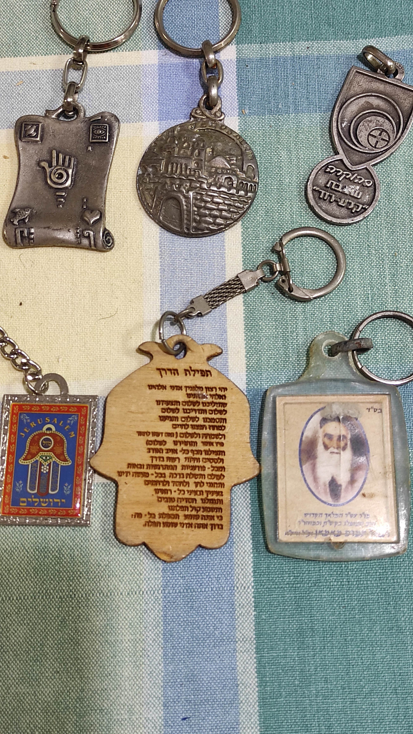 Vintage Judaica Lot 6 Amulet Key Chain Hamsa Jerusalem RARE Kabala ...