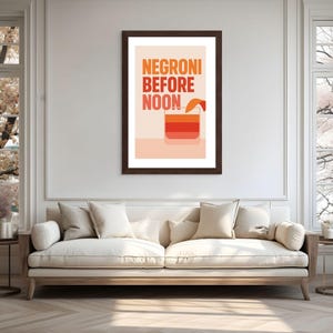 Negroni Cocktail Wall Art, Vintage Bar Cart Printable, Retro Drink Recipe Print, Home Bar Decor, Father's Day Gift for Him, Man Cave Digital