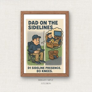 Divertente stampa da parete per papà, download digitale di papà sportivi e genitori, il regalo migliore per papà, umorismo per la festa del papà, decorazione per la caverna dell'uomo, cartello "Couch Coach".