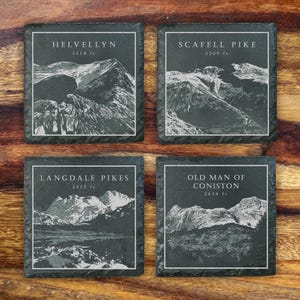 Lake District Slate Coaster Set - a gift for walkers, outdoor fanatics and nature lovers