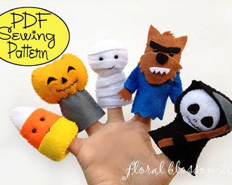 Digitale Anleitung: Halloween Friends 01 Filz Fingerpuppen