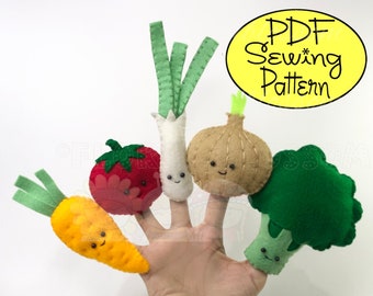 Digital Patterns: Love Your Veggies 01 Felt Finger Puppets