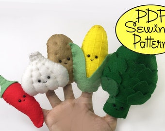 Digital Patterns: Love Your Veggies 03 Felt Finger Puppets