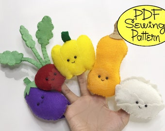 Digital Patterns: Love Your Veggies 02 Felt Finger Puppets