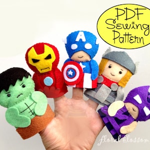Digital Pattern: Superheroes Felt Finger Puppets
