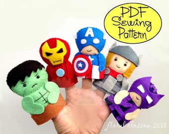 Digital Pattern: Superheroes Felt Finger Puppets