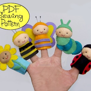 Digital Pattern: Garden Friends Felt Finger Puppets