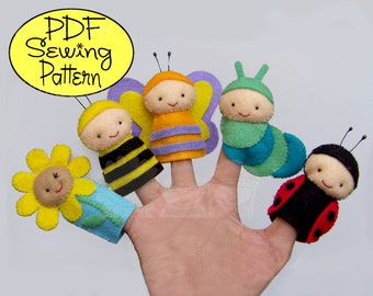 Digital Pattern: Garden Friends Felt Finger Puppets