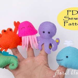 Digital Pattern: Sea Creatures Felt Finger Puppets