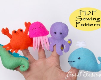 Digital Pattern: Sea Creatures Felt Finger Puppets