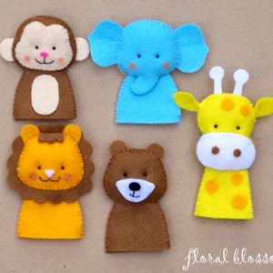 Digital Pattern: Zoo Friends 01 Felt Finger Puppets image 2