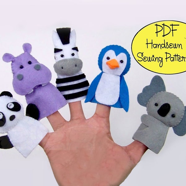 Digital Pattern: Zoo Friends 02 Felt Finger Puppets