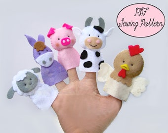 Digital Pattern: Farm Friends Felt Finger Puppets