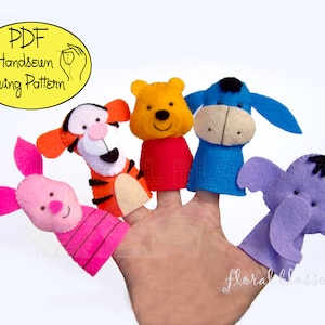 Digital Pattern: Hunny Bear and Friends Felt Finger Puppets image 1