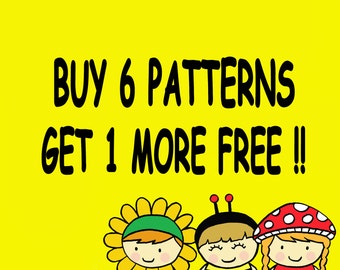 Buy 6 Digital Patterns Get 1 More Free