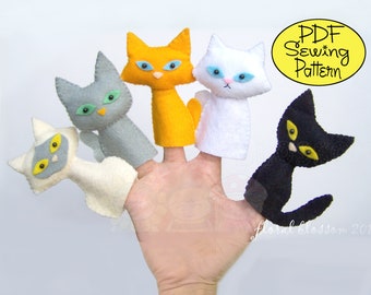 Digital Pattern: Cat Gang Felt Finger Puppets