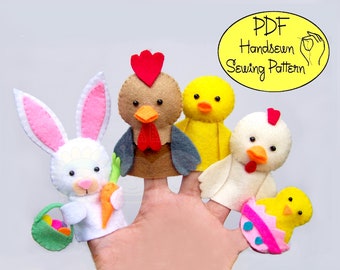 Digital Pattern: Easter Friends Felt Finger Puppets