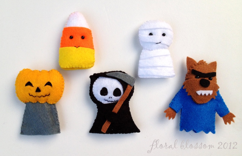 Digital Pattern: Halloween Friends 01 Felt Finger Puppets image 2