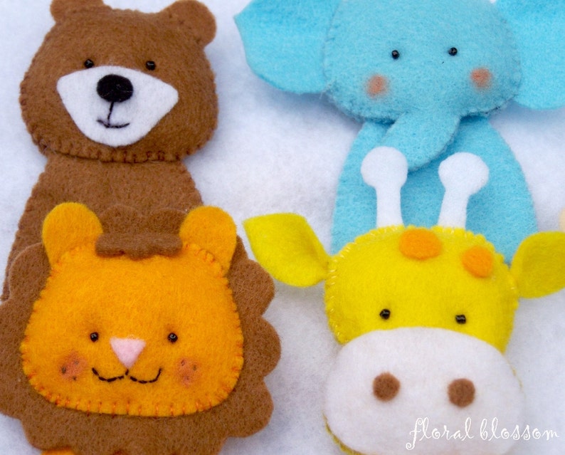 Digital Pattern: Zoo Friends 01 Felt Finger Puppets image 3