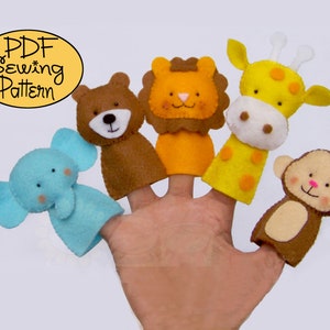 Digital Pattern: Zoo Friends 01 Felt Finger Puppets