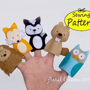 Digital Pattern: Woodland Creatures 01 Felt Finger Puppets