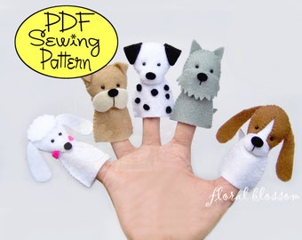 Digital Pattern: Dogs Felt Finger Puppets