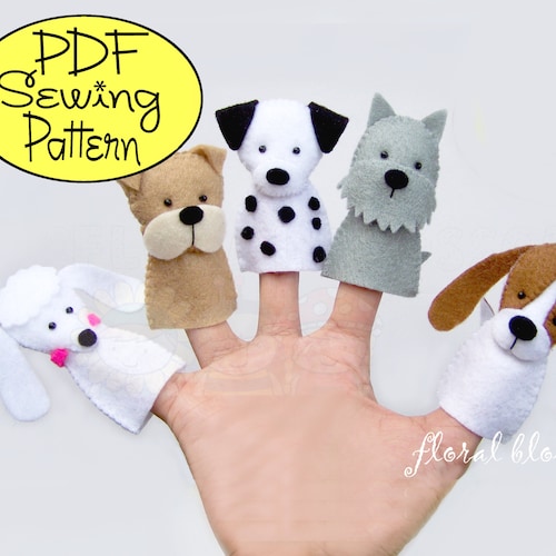 Digital Pattern: Dogs Felt Finger Puppets
