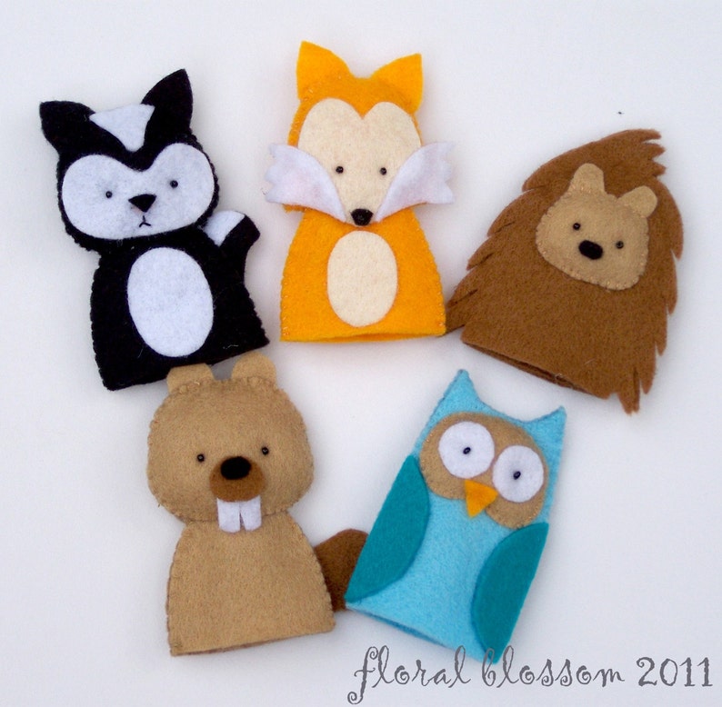 Digital Pattern: Woodland Creatures 01 Felt Finger Puppets image 2