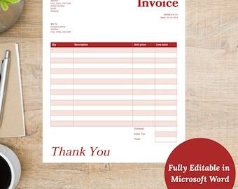 Editable Invoice Template: Small Business Receipt & Order Form (Digital Download)