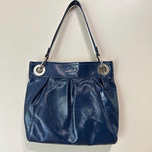 Coach handbag Crosby Carryall F14928 leather navy shoulder bag for 