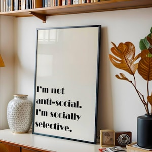 Funny Introvert Quote Print: Minimalist Home Office Decor (Digital Download)