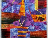 Abstract Art Quilt, Contemporary Textile Wall Art, 36x28 inch