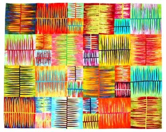 Hand Dyed Art Quilt, Modern Textile Wall Hanging (47x60)